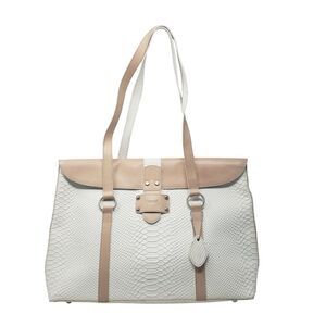 I Santi Tote Bag Womens Large White Beige Leather Made Italy Shoulder Purse